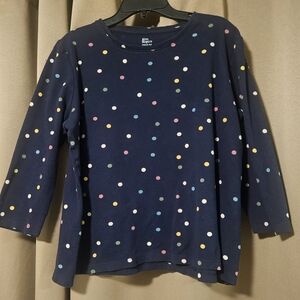 Kim Rogers Navy Blouse with Colorful Dots